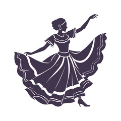 Mexican Folklorico Dancer Silhouette Vector Clipart Illustration