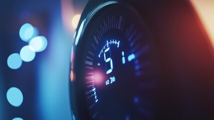 Illuminated Digital Display: A close-up of modern technology interface