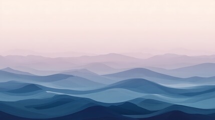 Serene Blue Mountain Range Under a Pale Sky