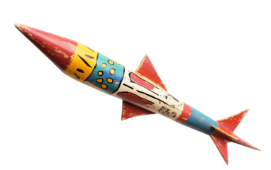 Firework Rocket Lighting Up the Night Sky Isolated on transparent background Isolated on transparent background