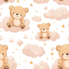 Cute Bear and Cloud Pattern