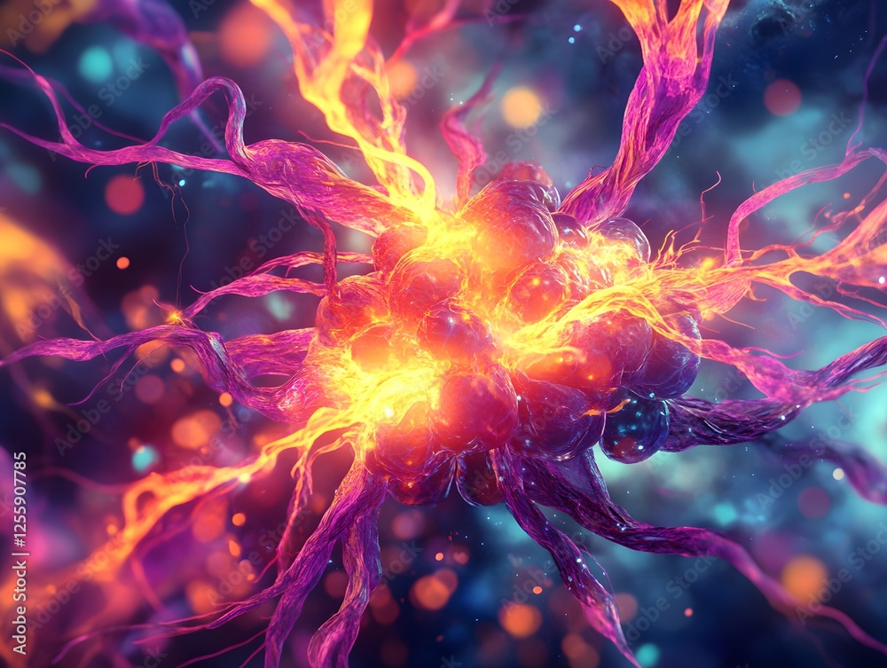 Aufkleber vibrant abstract representation of neurons with colorful energy flow