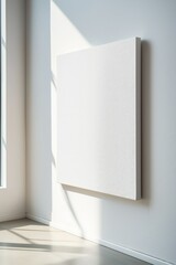 Minimalist blank canvas in a bright modern gallery.