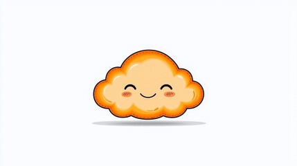 Cute Cartoon Cloud Character with a Happy Face and Smiling Expression on a Light Background