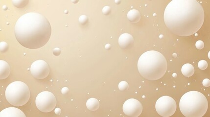 Abstract Background with Soft Floating White Spheres on Cream Canvas