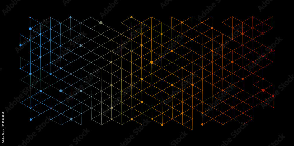 Aufkleber Seamless abstract geometric polygonal with dots repeatable pattern swatch background. colorful black rhombus grid pattern Modern vector illustration. digital technology concept structure design.
