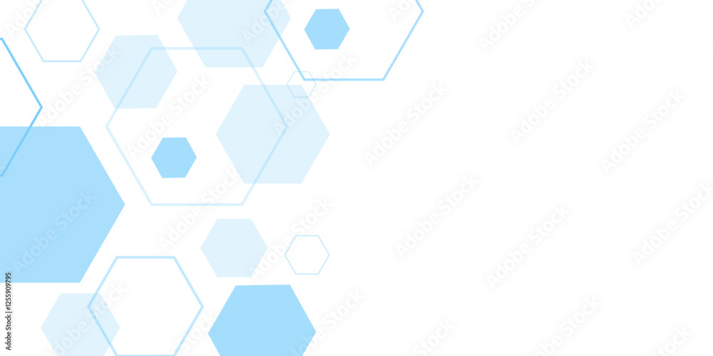 Fototapete white and blue technology hexagonal abstract background. Abstract blue hexagon or digital technology background. Vector abstract graphic design banner pattern presentation background web template.