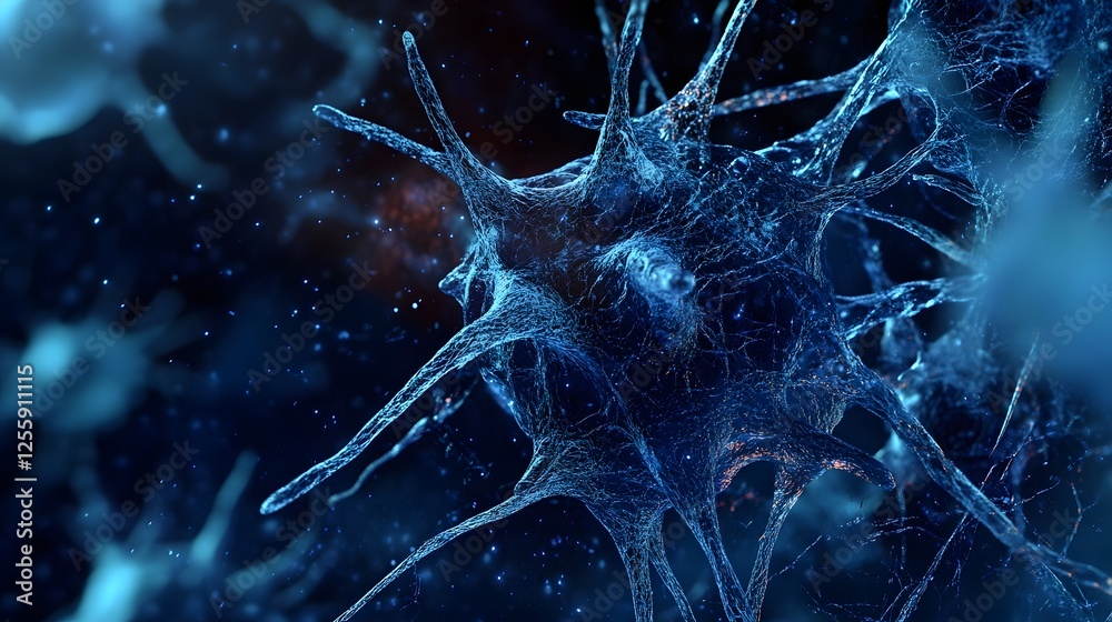 Leinwandbilder intricate neuronal network visualized in vivid blue hues detailed microscopic view of nervous system