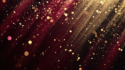Obraz premium Elegant Golden Particles on a Deep Red Background for Festive Occasions