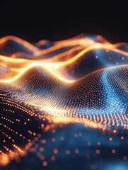 Abstract Glowing Particle Wave: A Captivating Visual for Modern Technology