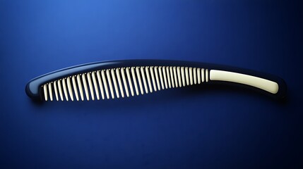 Elegant black and ivory hair comb on blue background