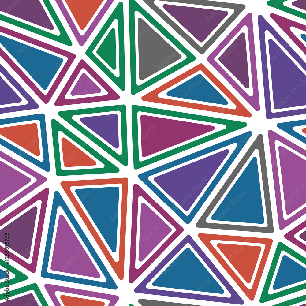 Poster minimalistic triangles background. rounded solid shapes in frames. big triangles size. multicolored 