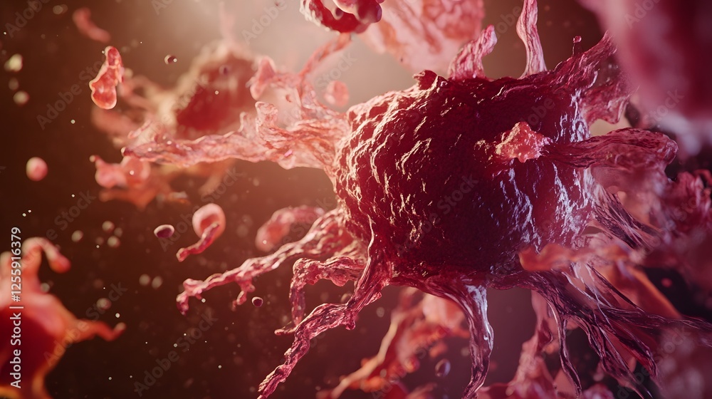 Poster mesmerizing cosmic explosion of vibrant swirling energetic plasma cells in futuristic digital univer
