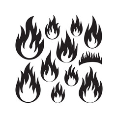 silhouette flame vector on white background 