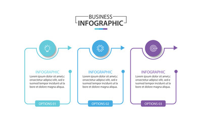 Infographic label design template with icons and 3 options or steps. vector illustration