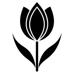 Black and White Silhouette of a Tulip flower vector illustration, Tulip icon logo illustration 