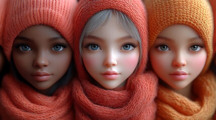 Cozy Knitted Socks in Pink, Coral, and Orange Hues