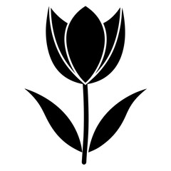 Black and White Silhouette of a Tulip flower vector illustration, Tulip icon logo illustration 