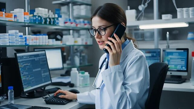 Modern Pharmacy in Action, Pharmacist Consultation and Data Review with Pharmaceutical Precision