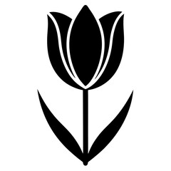 Black and White Silhouette of a Tulip flower vector illustration, Tulip icon logo illustration 