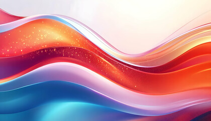 Abstract waves flowing gently, blending blue, red, and orange hues in a smooth background for creative design, advertising, or website use