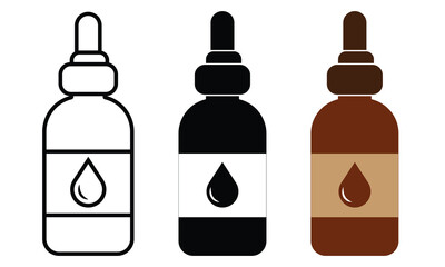 Oils bio dropper icon set. Vector set of bottles,  Medicine dropper, Oil Dropper Bottle icon set. Vector illustration.