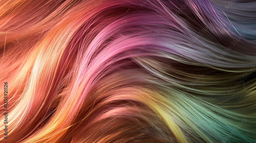 Fototapete Mesmerizing waves of vibrant swirling colors in a dynamic digital painting with an ethereal iridescent The abstract image features a captivating blend of bright