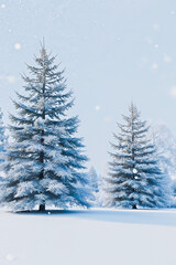 Obraz premium Winter forest. Winter wonderland, evoking a sense of peaceful stillness and wintery tranquility, cozy atmosphere, reminiscent of a quiet winter morning, perfect for relaxation
