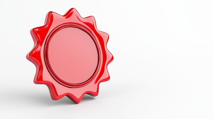 Three-dimensional Red Seal Emblem Symbol Isolated on White Background Representing Authenticity