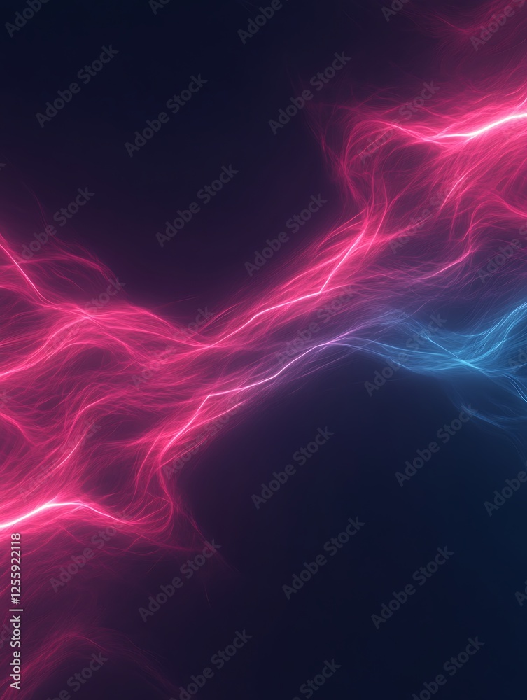 Poster a vibrant, abstract background featuring flowing pink and blue light patterns against a dark backdro