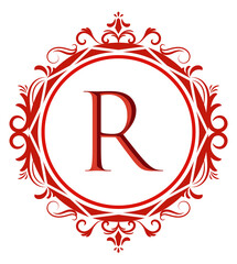 Wedding Monogram Red Letter R