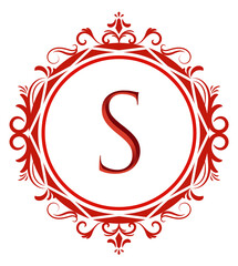 Fototapeta premium Wedding Monogram Red Letter S