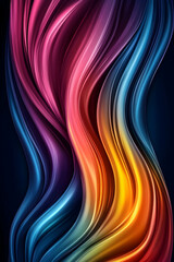 Obraz premium Colorful abstract waves flow against a dark background. Used for presentations, branding, or digital design
