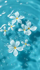Obraz premium white flowers on the water with highlights and drops. the concept of care and cleansing, masterpiece. with white shades