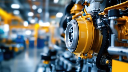 Fototapeta premium Close-up of industrial machinery with blurred background