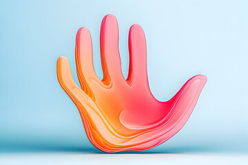 Obraz premium Colorful layered hand art representing unity and creativity. Ideal for community, diversity, or cooperation themes against blue background