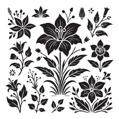 a beautiful floral love border in a silhouette vector style white background.