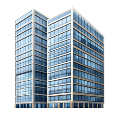 Tall buildings in the city, decorated with blue curtain walls and glass