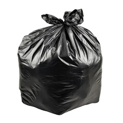 black garbage bag isolated on white background.