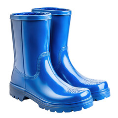 blue rubber boots isolated on white background