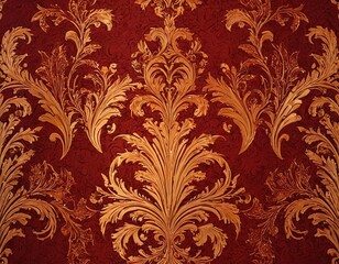 Elegant golden floral patterns on a rich red background create a luxurious ambiance.