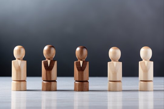 Boss vs Leader: A Conceptual Comparison. Wooden Figures on Grey Background Representing Attitude, Achievement, and Business Challenges