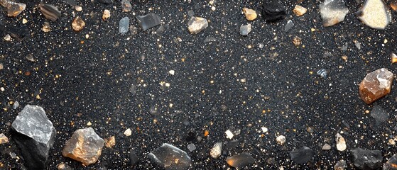 Fototapeta premium Black Background with Agate and Glitter Elements Creating a Stunning Visual Texture for Creative Projects
