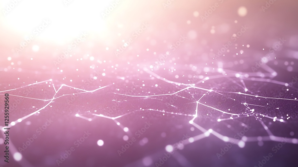 Poster a soft, glowing network of interconnected lines and dots creates a dreamy, abstract landscape of lig
