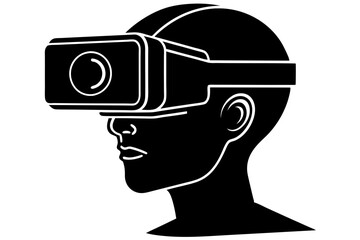Black Virtual Reality Headset Silhouette with Modern Design