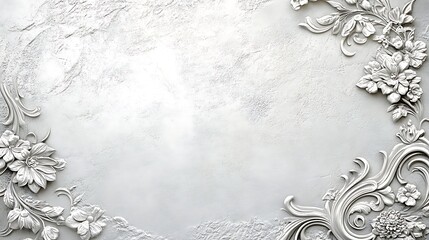 Elegant White Floral Frame Design on Textured Background