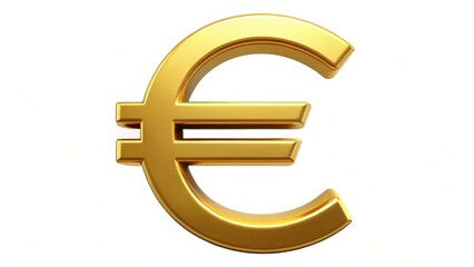 Golden Euro Symbol on White Background