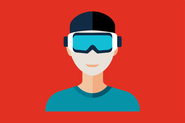 A person Virtual Reality Enthusiast Wearing VR Headset  vector illustration , flat vector of virtual reality illustration 
