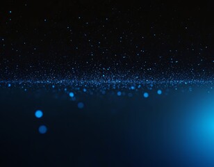 Abstract blue particles sparkling on a dark background, creating a sense of wonder and depth.