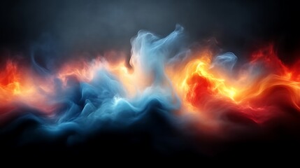 Abstract swirling blue and orange nebula cloudscape